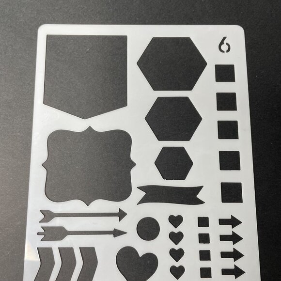 Reusable Art Planner Stencil Hexagons Flags Checklist Boxes Arrows Banners mq Mi - Picture 2 of 3